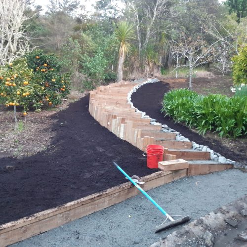 Curved Sleeper Retaining Wall - After