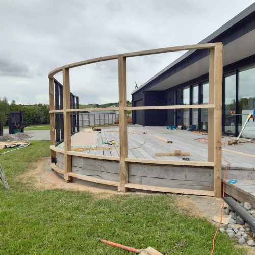 Curved Deck Frame Under Construction - Before