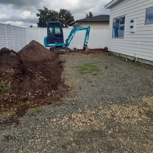 Excavating Gravel Area - Before